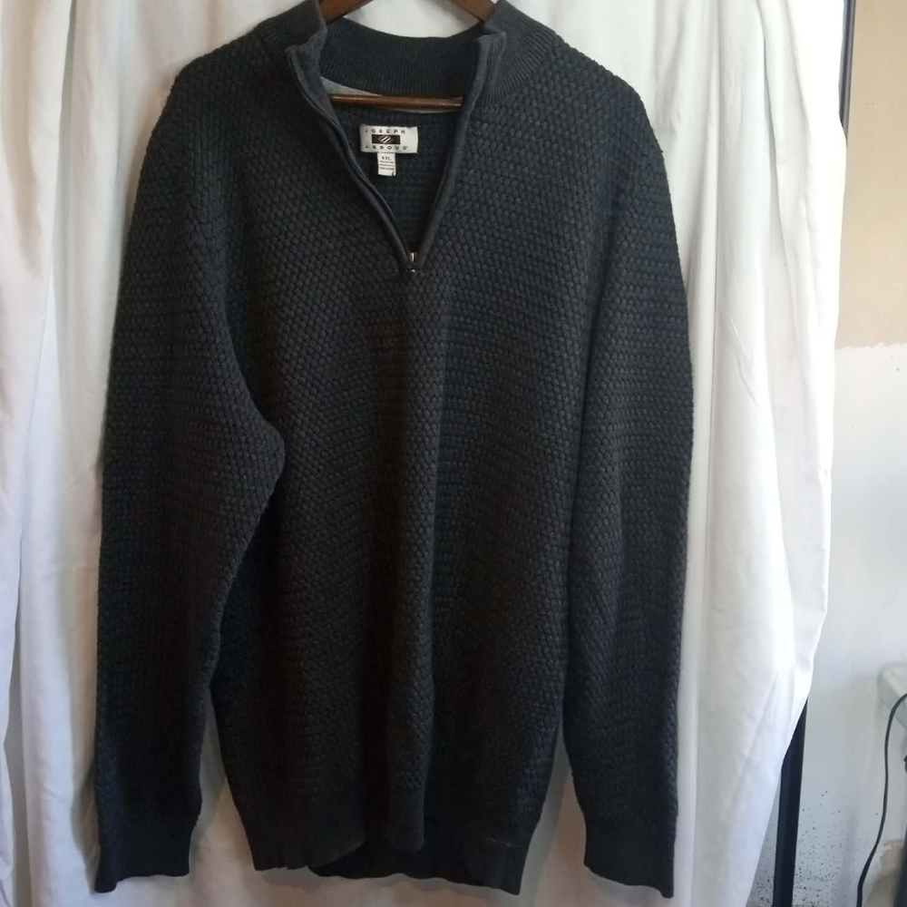 Joseph Abboud XXL Dark Gray Quarter-Zip Textured Sweater Scandi Coastal Office